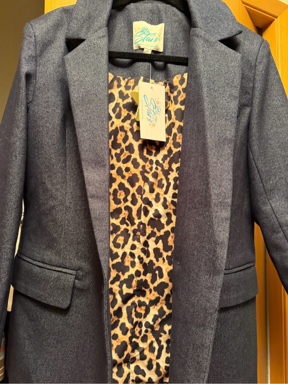 Women's Double-Breasted Blazer in Dark Denim - Picture 6 of 6